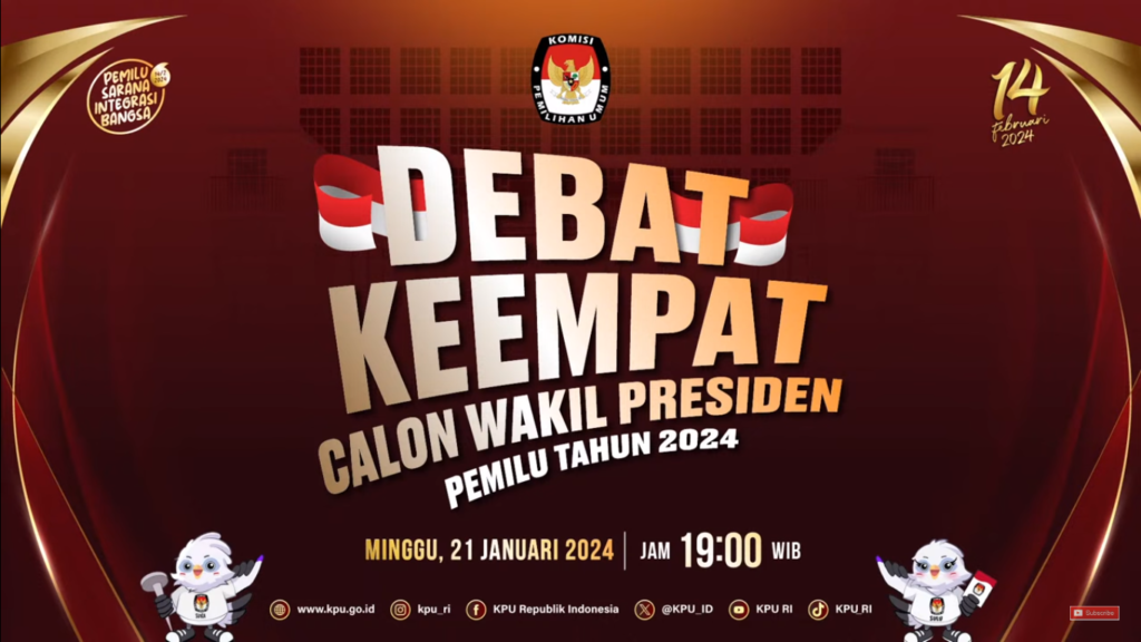 Jadwal & Link Debat ke-4 Cawapres Minggu 21 Januari 2024